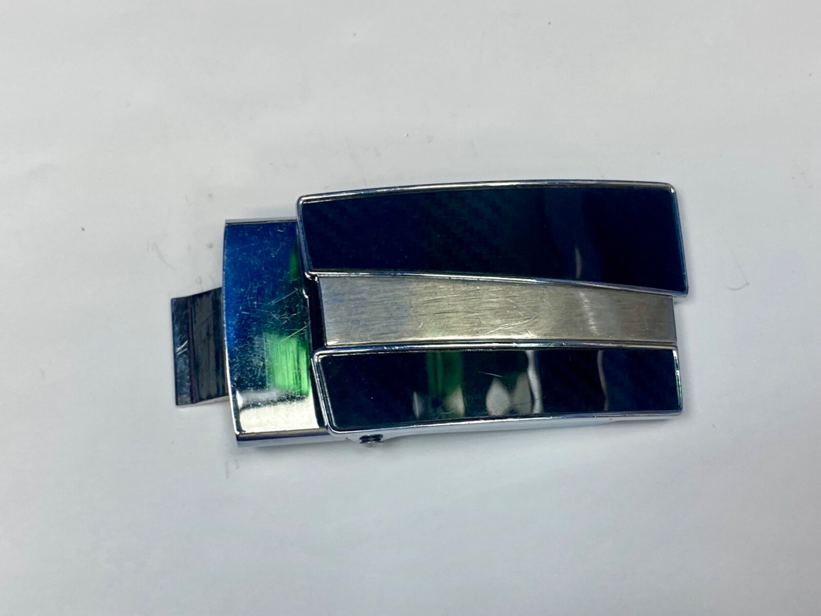 Replacement Silver And Black Line Pattern Vintage Retro Belt Buckle
