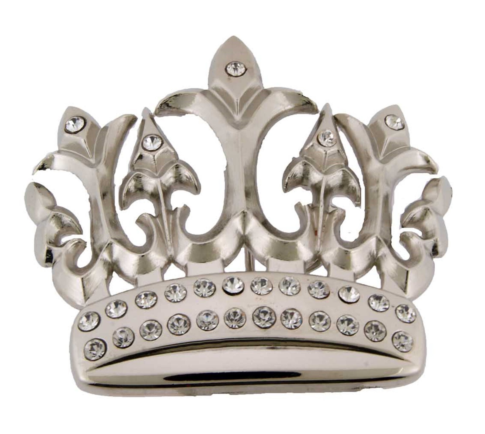 Crown Silver Metal Rhinestone Belt Buckle Mens Womens Western Womens new Costume