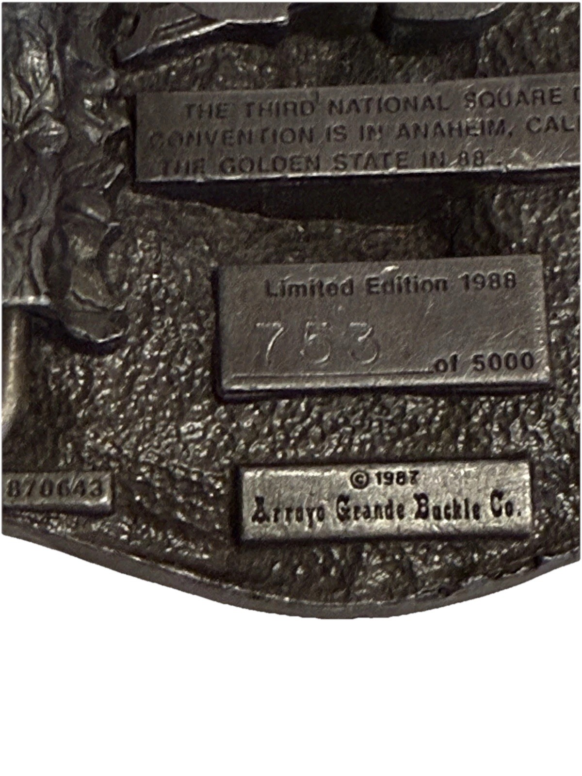 Men’s Pewter Belt Buckle Commemorative Third National Square Dance ConventionVTG