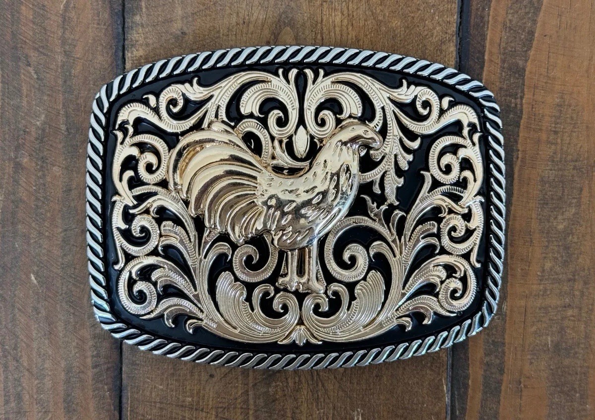 Mexican Rooster Chicken Charro Cowboy Belt Buckle Hebilla Vaquera Made In Mexico