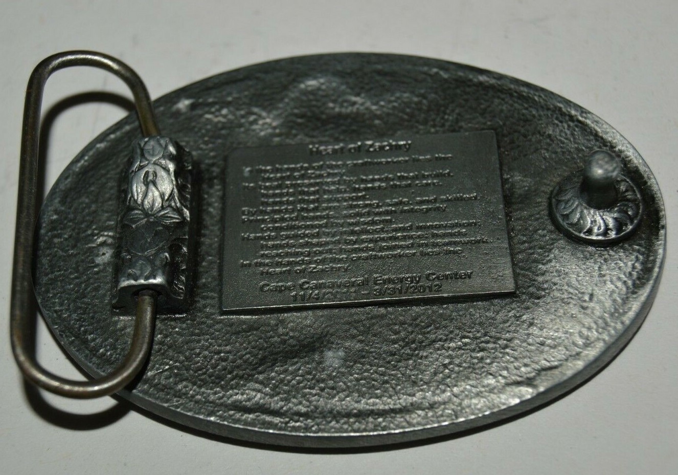 2011 Heart of Zachary Cape Canaveral Energy Center Award Red Heart Belt Buckle