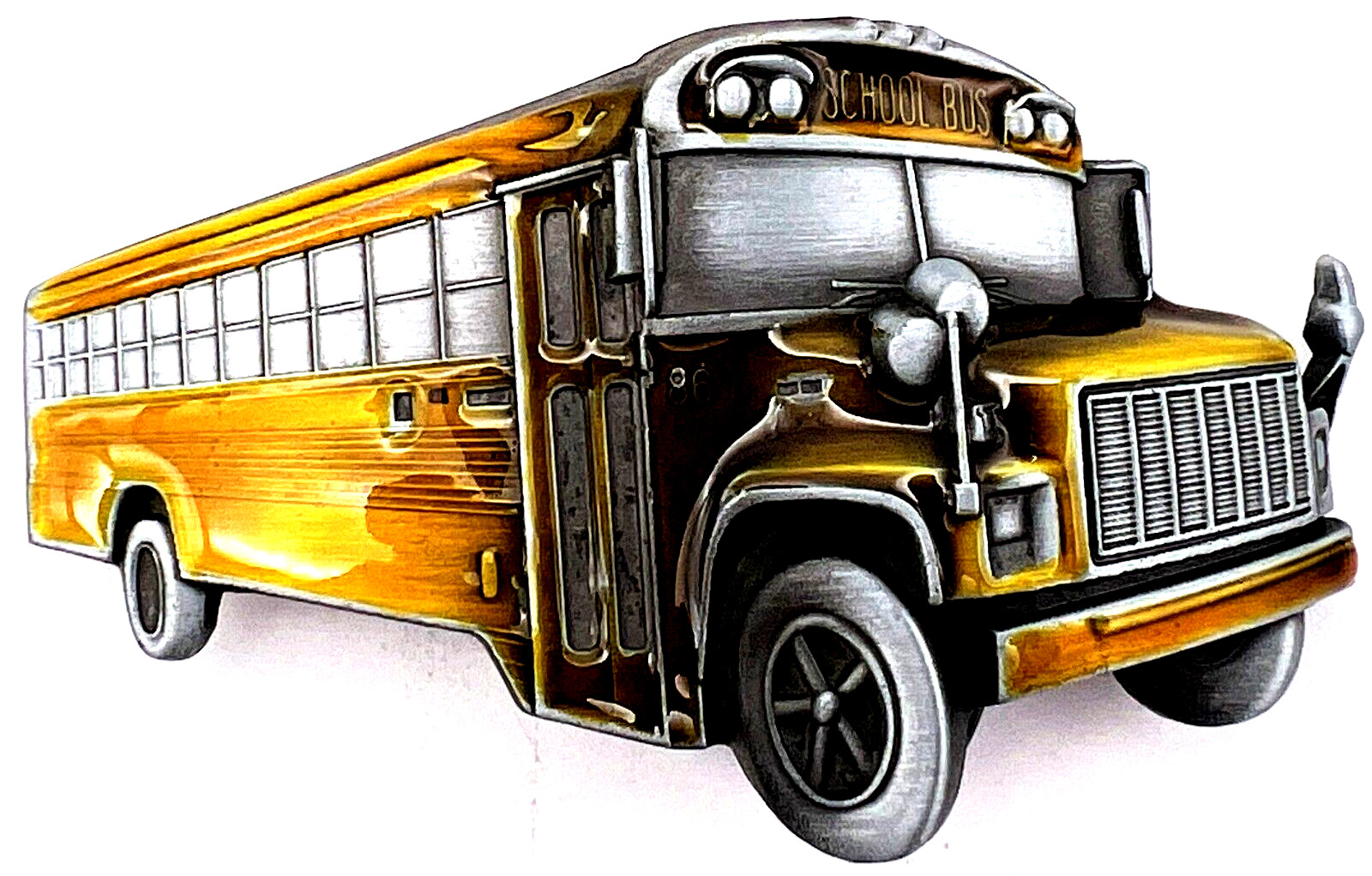 School Bus Yellow Enameled Belt Buckle New