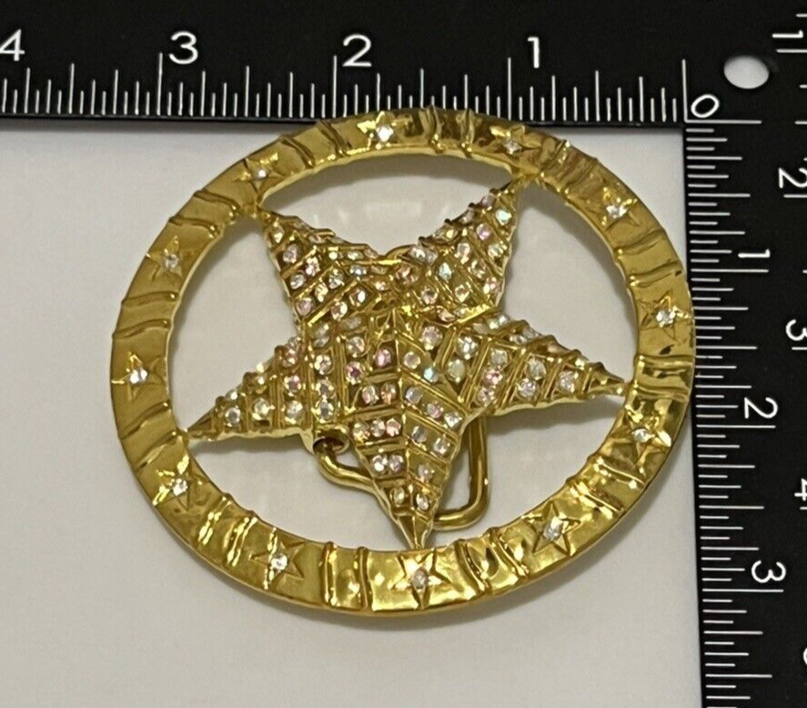 Star Belt Buckle Gold Sparkly Pentagram Emo Skater Wicca Gothic Punk Texas