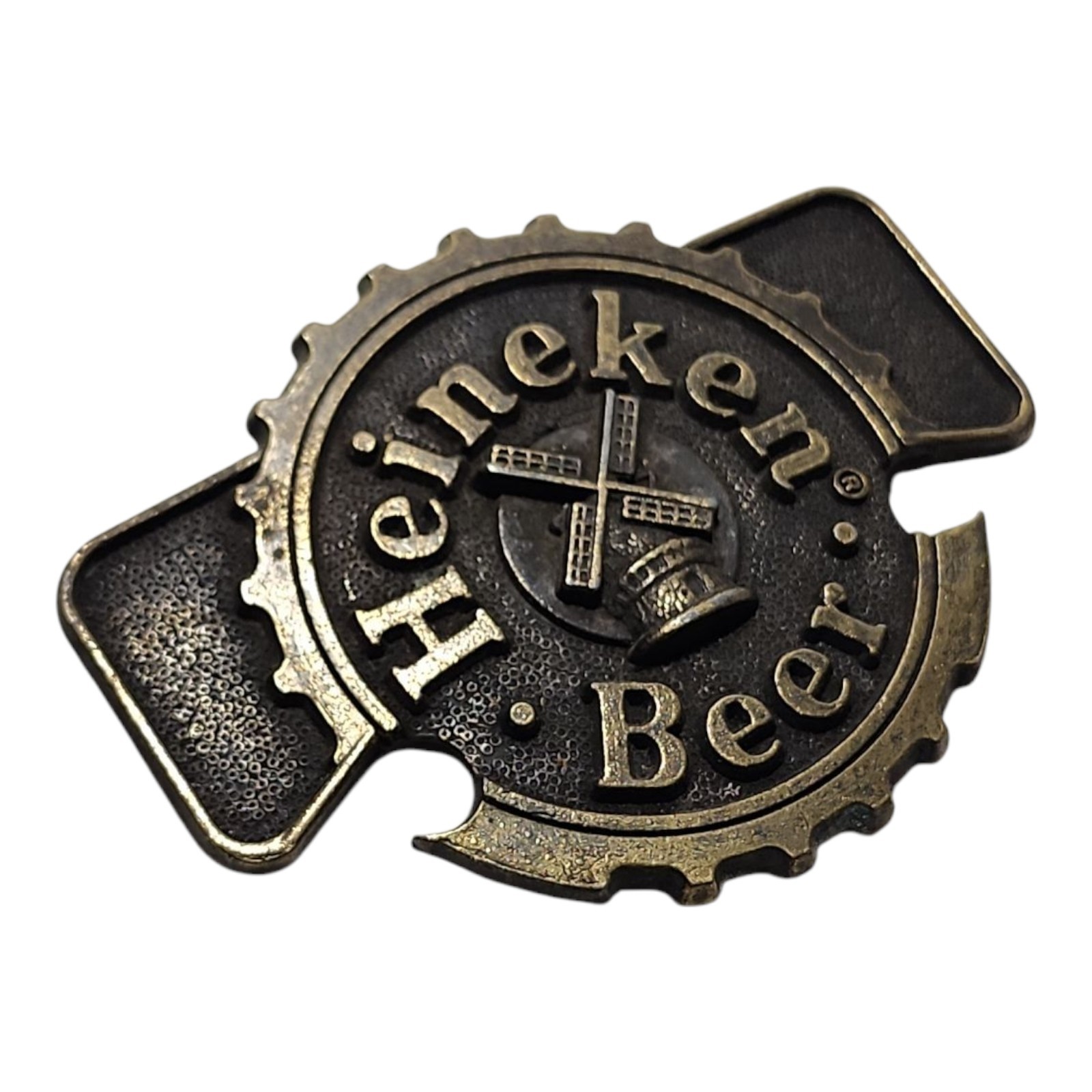 Vintage Heineken Beer Belt buckle With Built in Bottle Opener 3.5&Prime; Metal