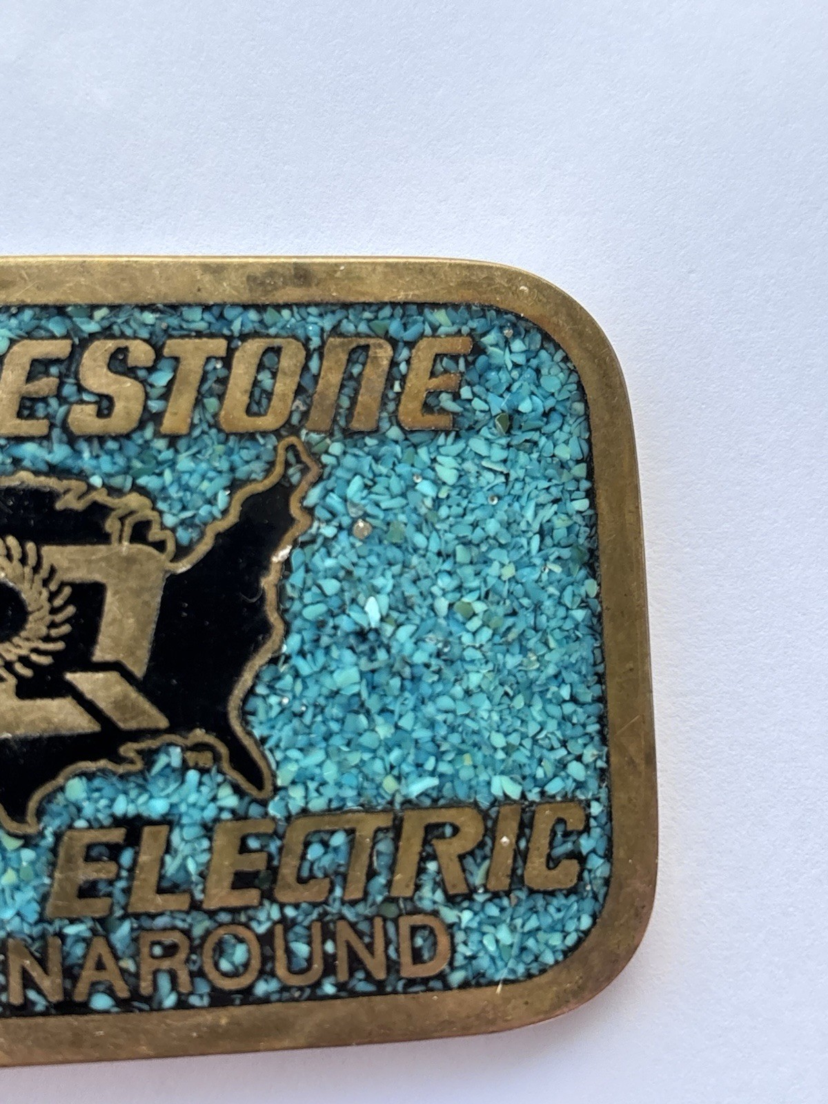 VTG Bridgestone DynaBuckle Eastern Electric 1991 Turnaround Brass Belt Buckle