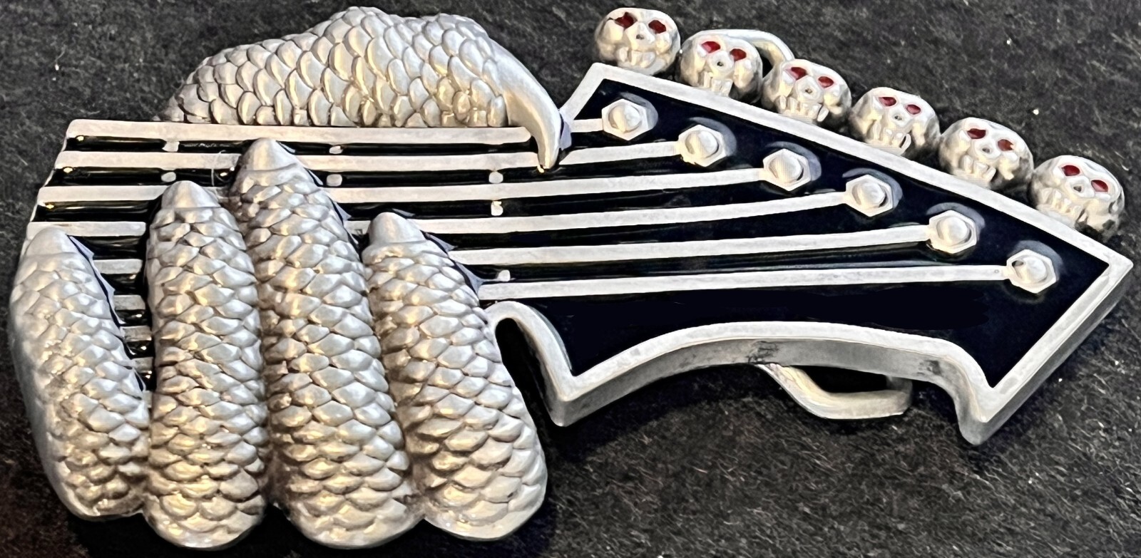 Vintage Belt Buckle with Dragon Hand and Skulls 4.5&Prime; x 2.5&Prime; 2 oz.