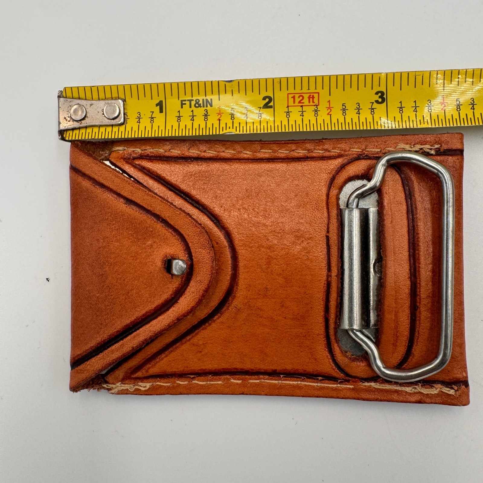 Vintage Hand Tooled Leather Belt Buckle Monogram Initial S Western Floral Tan
