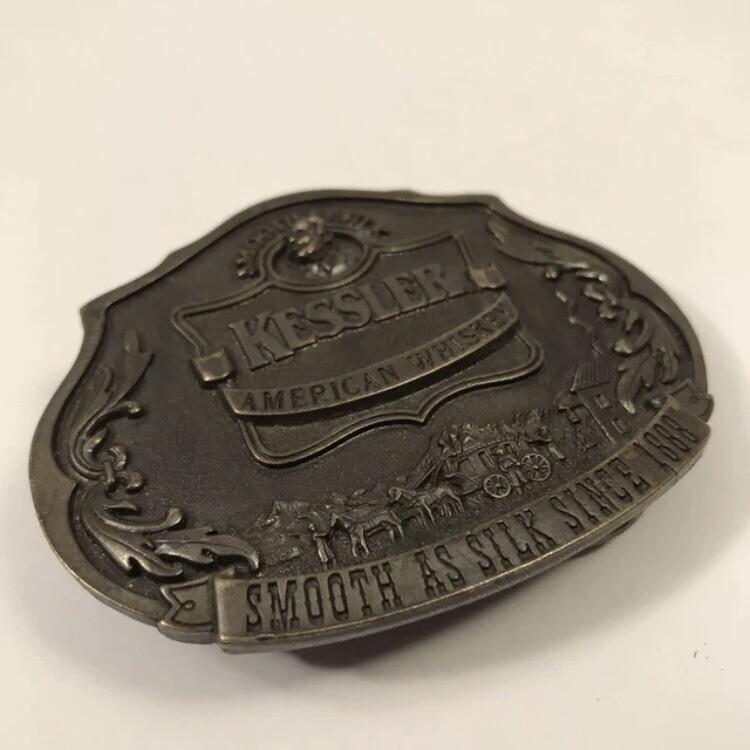 Vintage Kessler American Whiskey Western Brass Belt Buckle Limited Edition 1993