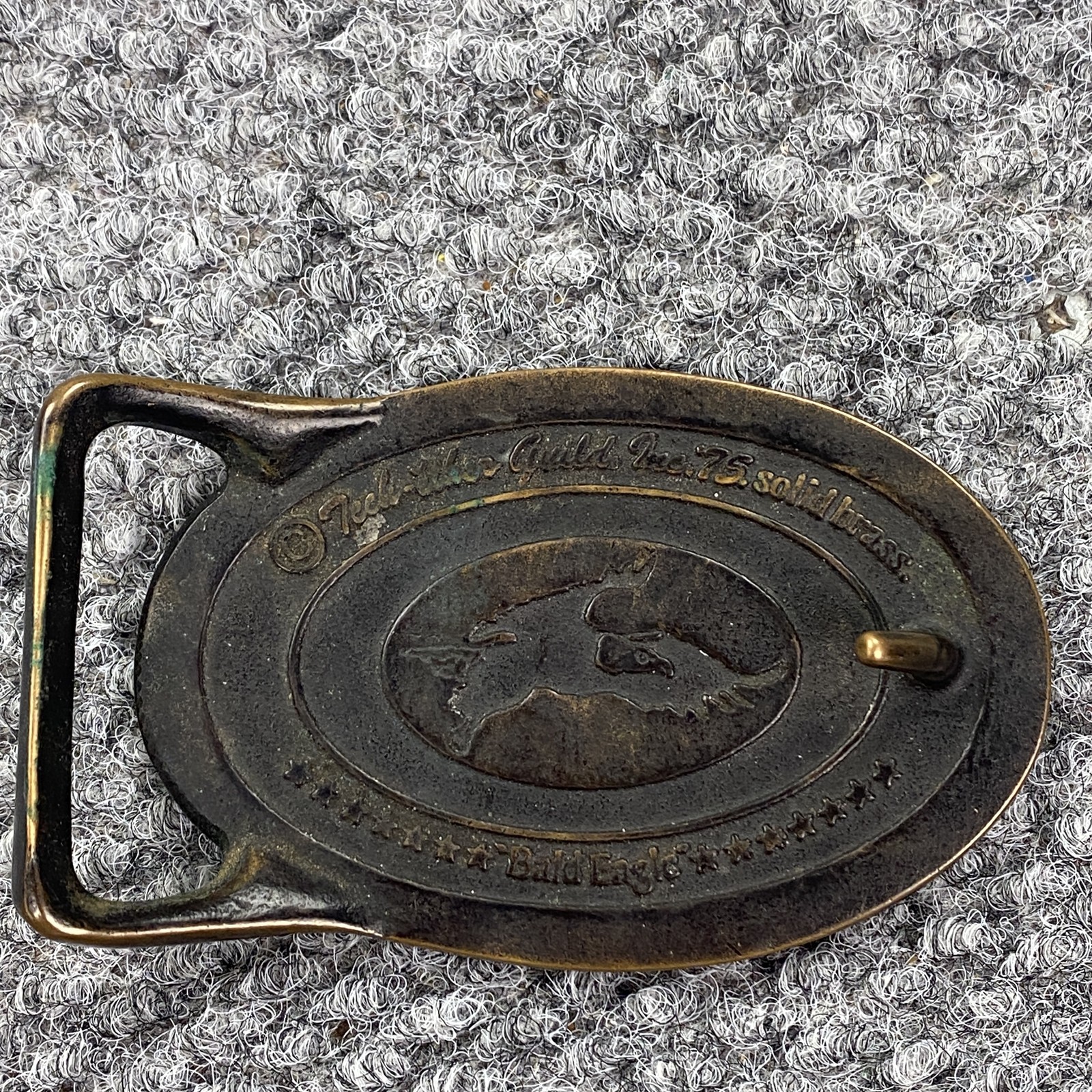 Vintage Tech Ether Guild Bald Eagle Belt Buckle Solid Brass USA Patriotic 70s