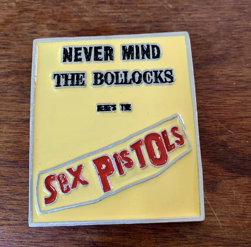 Vintage Sex Pistols Belt Buckle Never Mind The Bollocks Metal Yellow Punk Rock