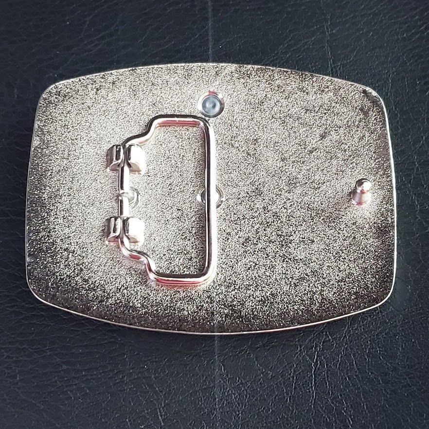 Silver Tone Ornate Cross Belt Buckle Brushed Metal Rectangular Religious Western