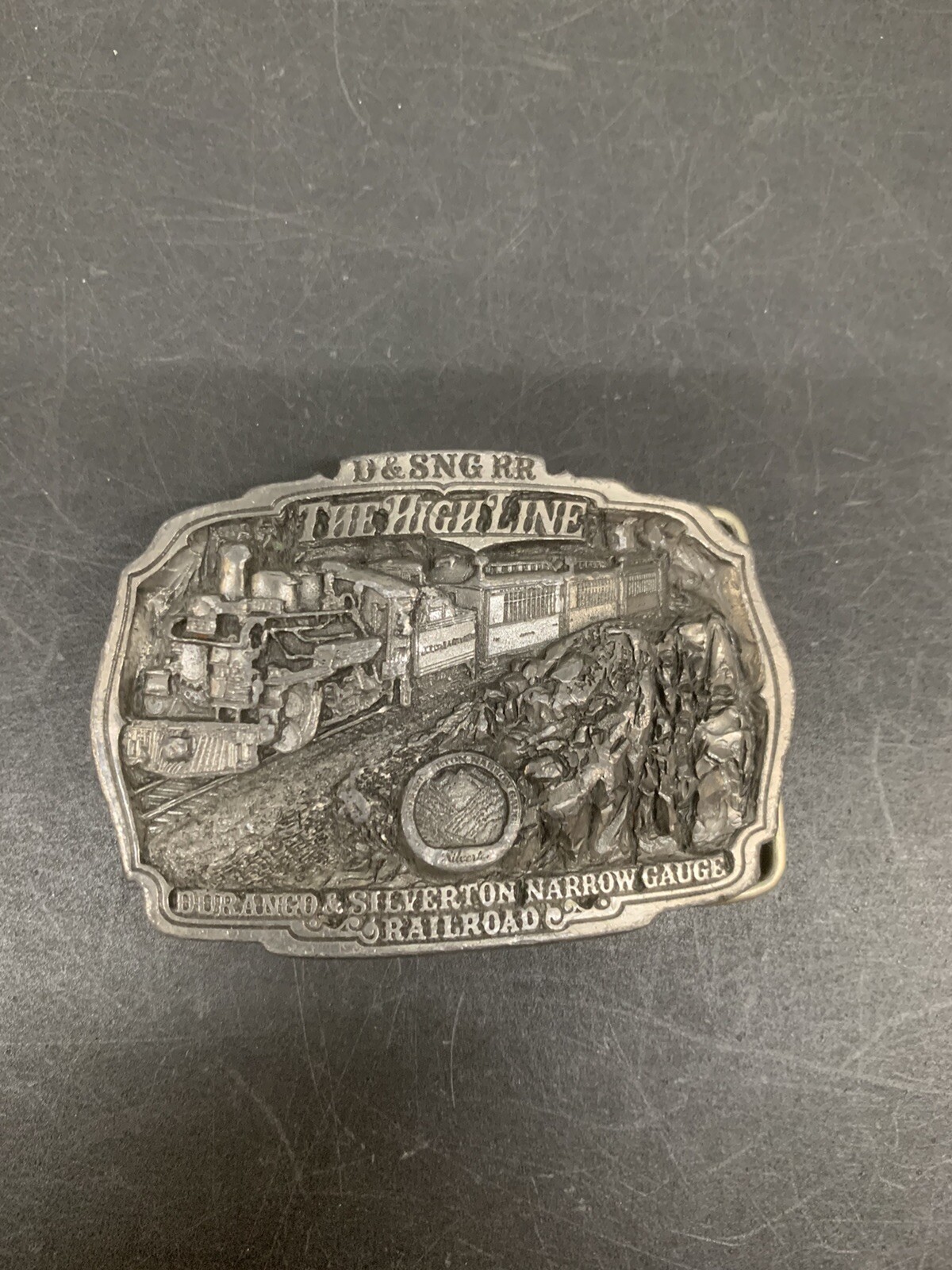 Durango & Silverton High Line Steam Locomotive Train C + J Belt Buckle 1986 USA
