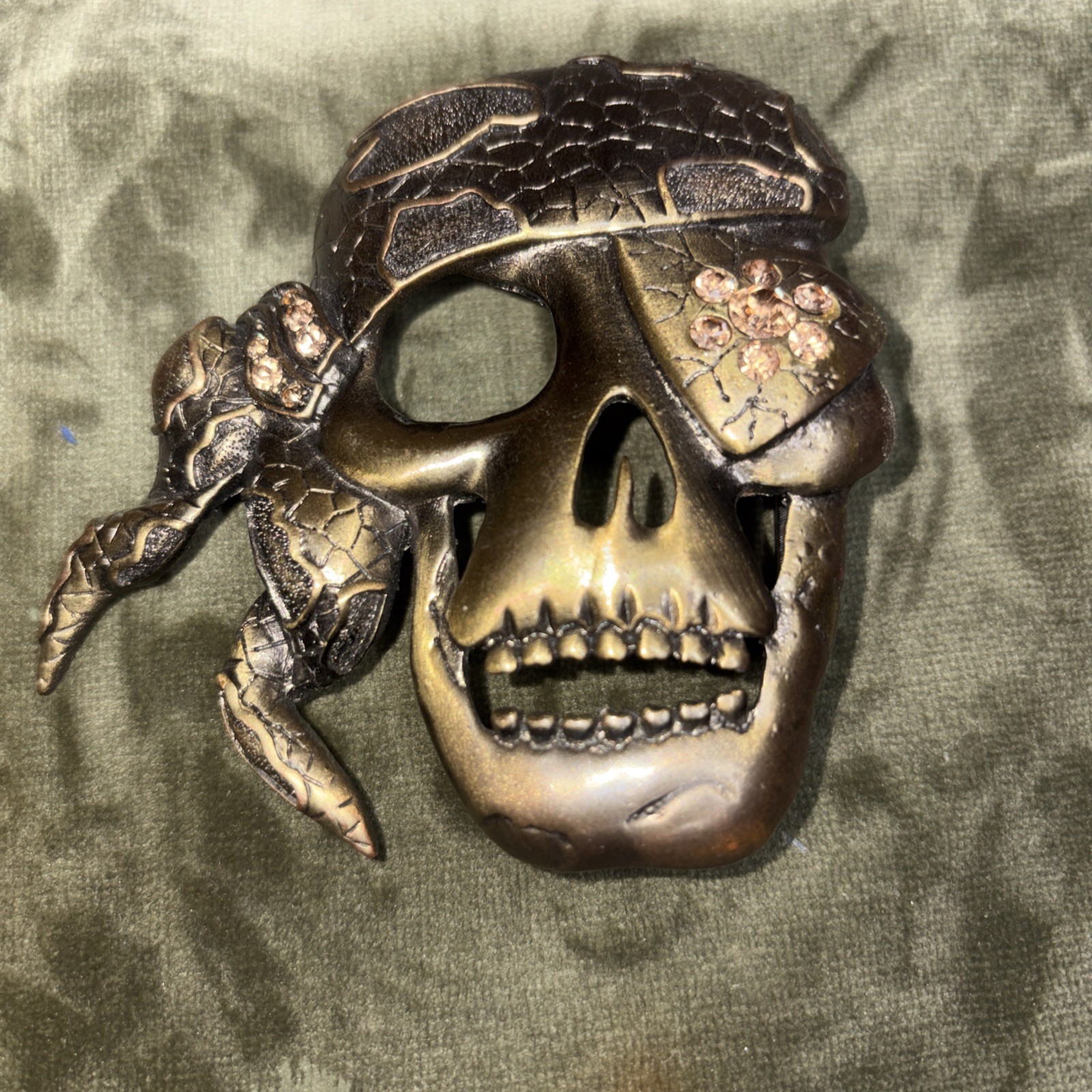 Skull Pirate Belt Buckle One Eyed Willie Brass Color