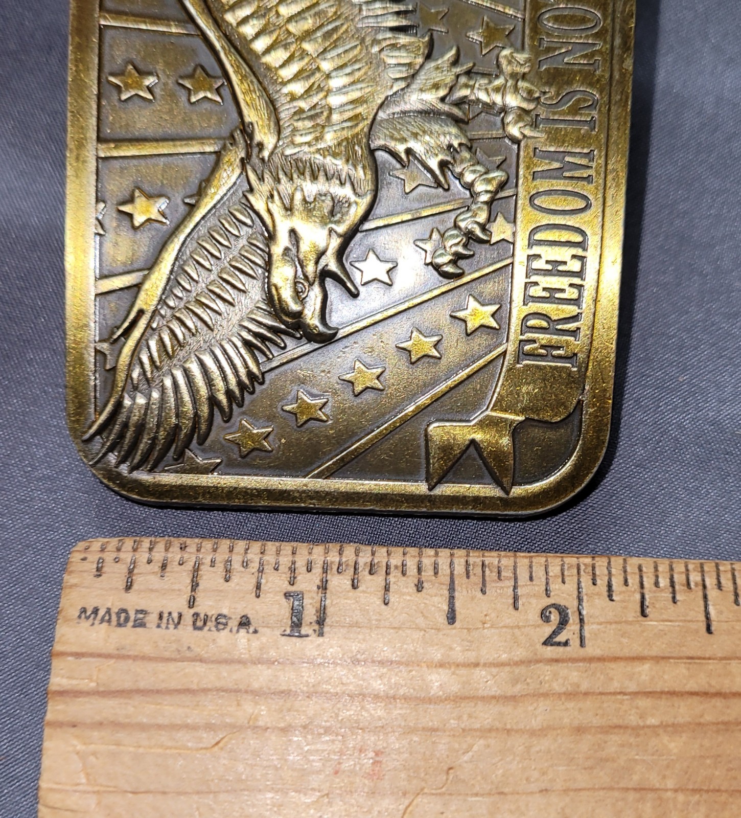 Freedom Isn’t Free Grey Gray Belt With Buckle 2014 Sponsor Eagle Patriotic Nice