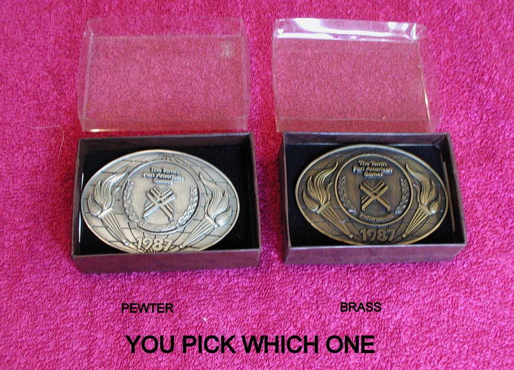 1987 (Tenth Pan American Games) BELT BUCKLE(s) Exc IOB (Pewter or Brass U Pick)