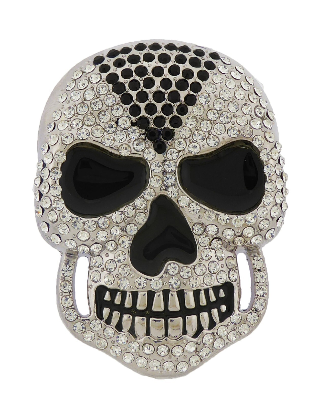 Silver Metal Skull Belt Buckle Halloween Party Costume Gift Fashion Rhinestones
