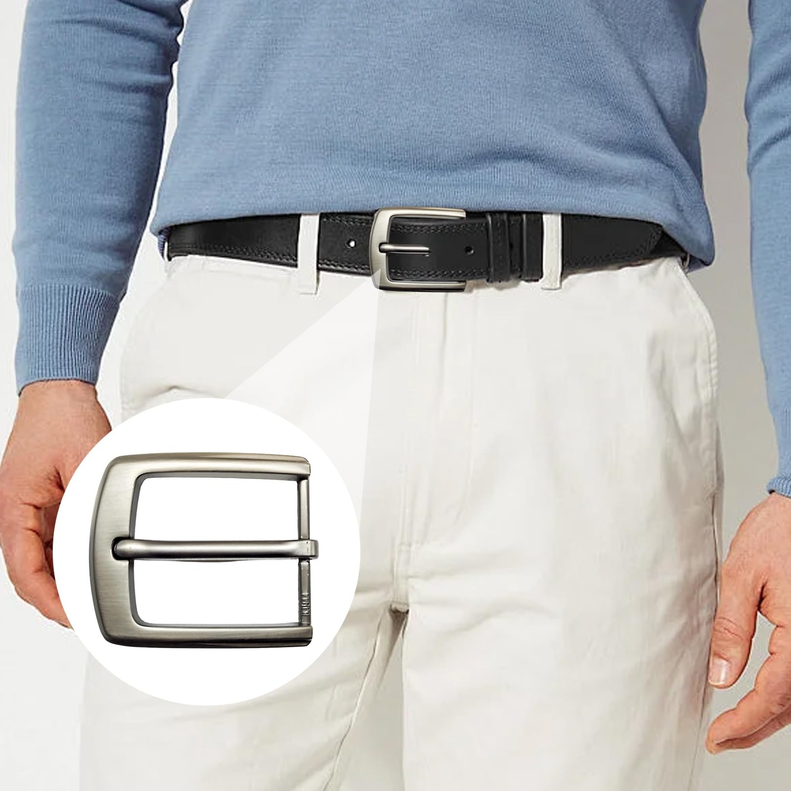Belt Buckle Men&rsquo;s,40mm Single Prong Square Replacement Buckle Zinc Leg…