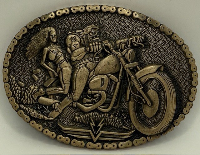 Vintage Harley Indian Motorcycle Chopper Solid Brass Belt Buckle