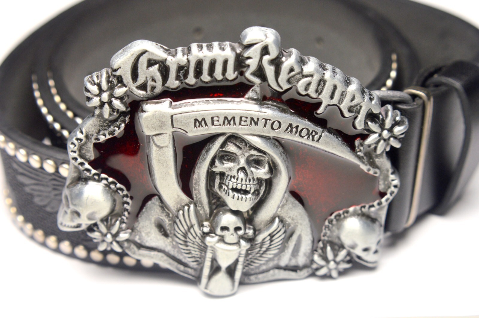GRIM REAPER MEMENTO MORI BLACK SKULL BELT BUCKLE