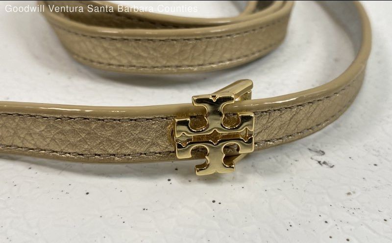 Tory Burch Reversible Logo Skinny Belt In Gold And Silver