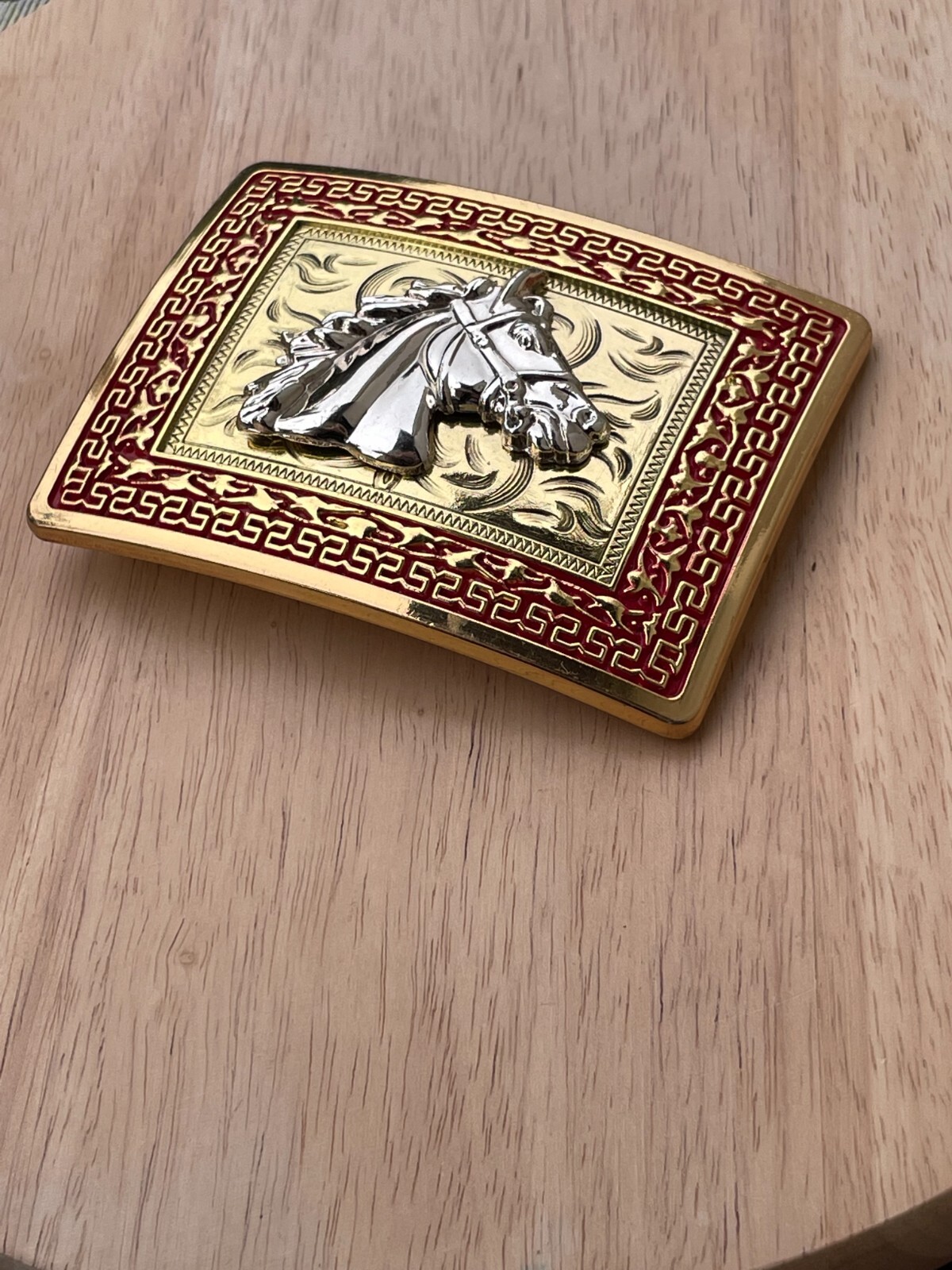 Western Buckle Gold Silver Red Horse Head Cowboy Buckle Fit 2 » Hebilla Vaquero