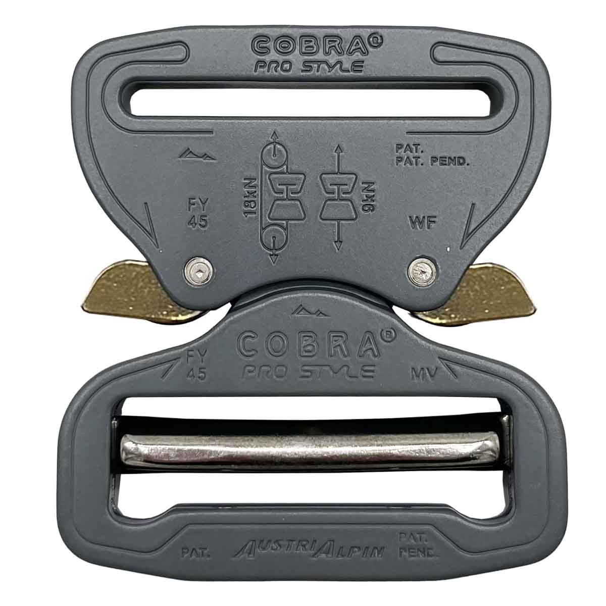 AustriAlpin Cobra Buckle PRO STYLE 9kN – FY45EVF-XL – Wolf Grey Buckle, 45mm
