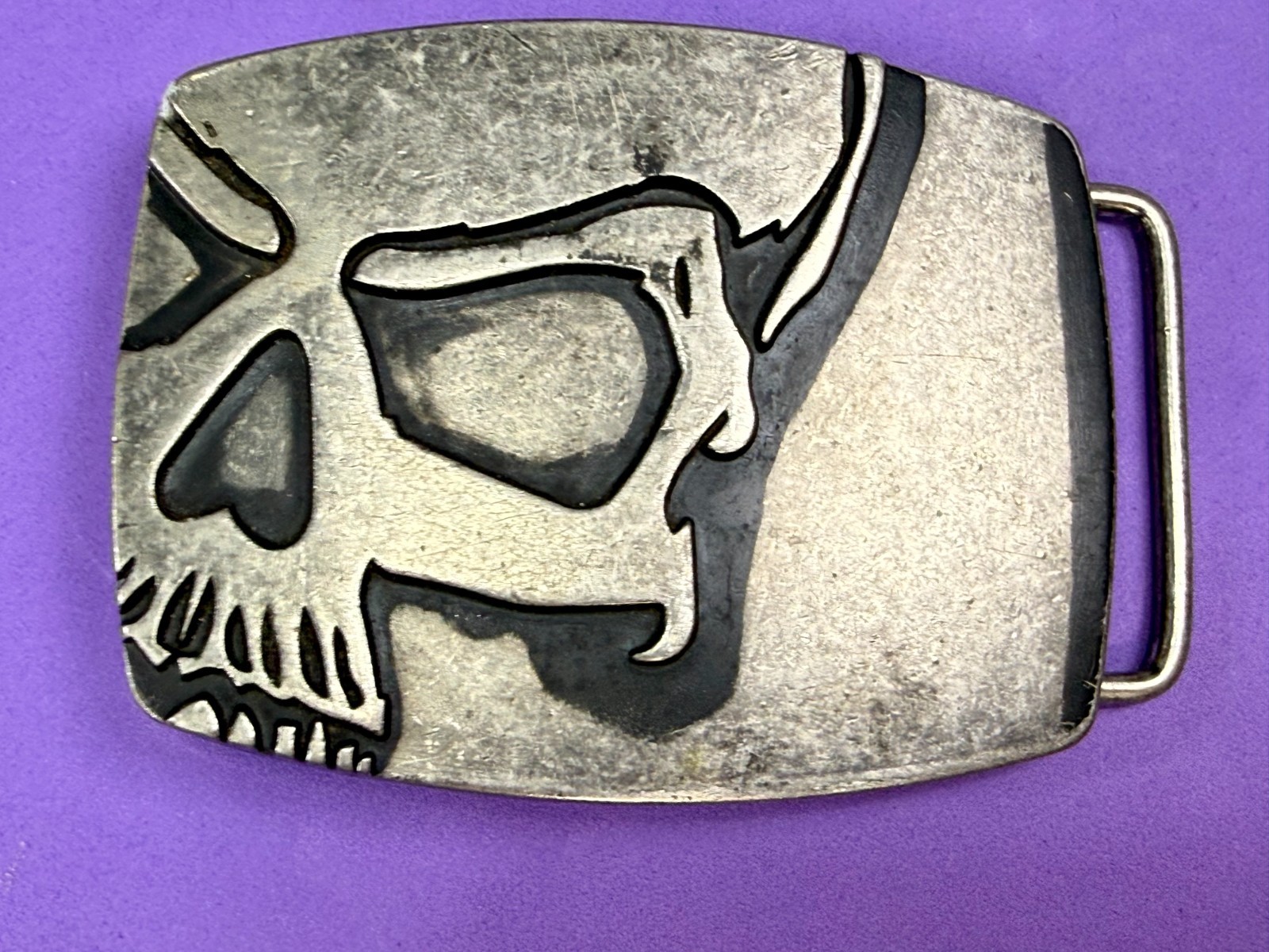 Creepy Skull Engraved Halloween Cosplay Gothic Punk Silver Color Belt Buckle