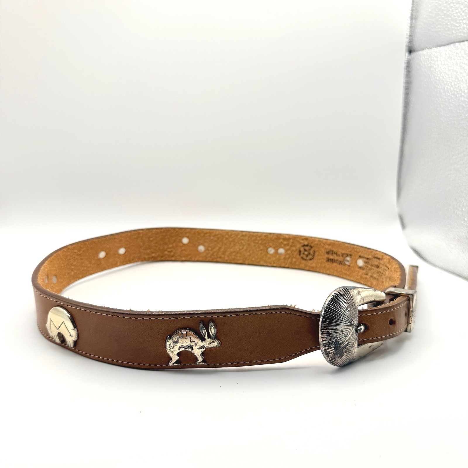 Vintage Silver Creek Brown Western Belt Animal Conchos SZ 28 Men&rsquo;s USA Y2K