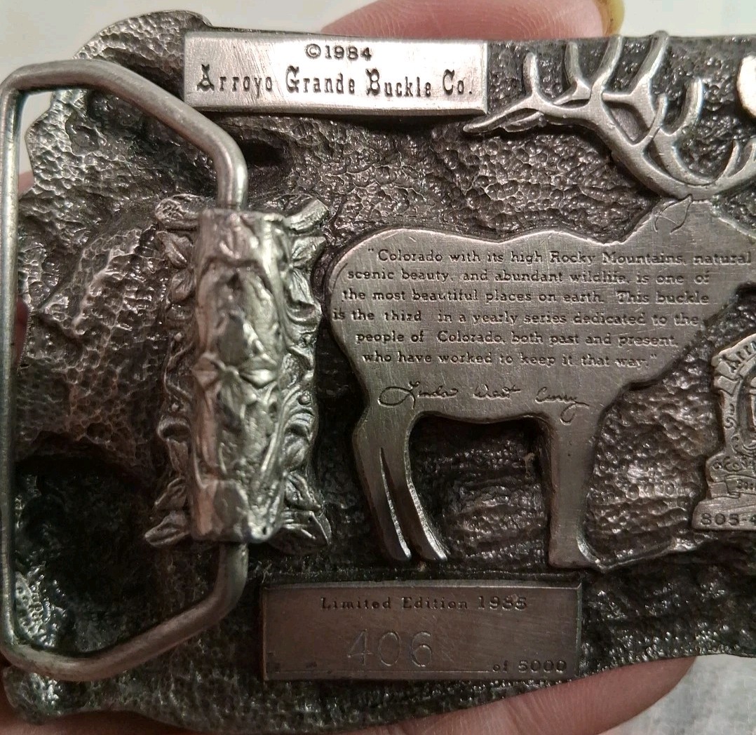 Vtg 1985 Colorado Commerative #406 0f 5000 Limited Edition Arroyo Grande Buckle