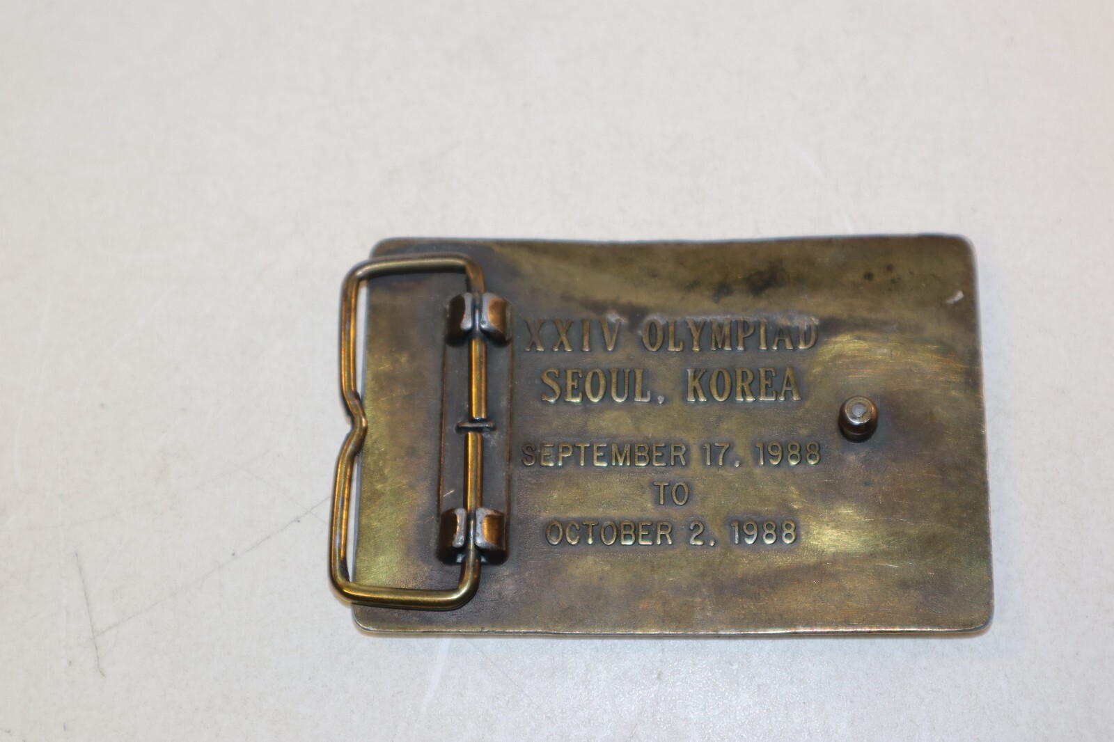 Vintage Brass Belt Buckle US Shooting Team 1988 Official Sponsor Seoul Olympics