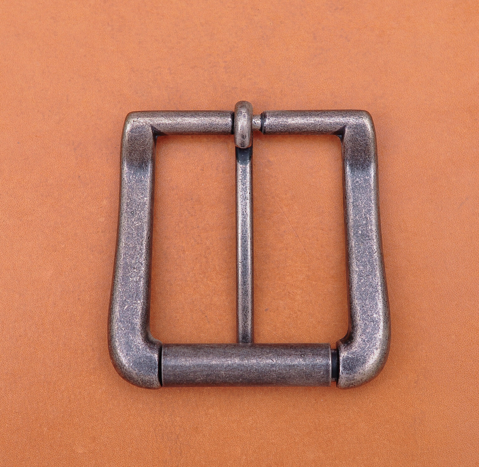 40mm Vintage Silver Two-Tone Heavy Square Roller Single Prong Pin Belt Buckle