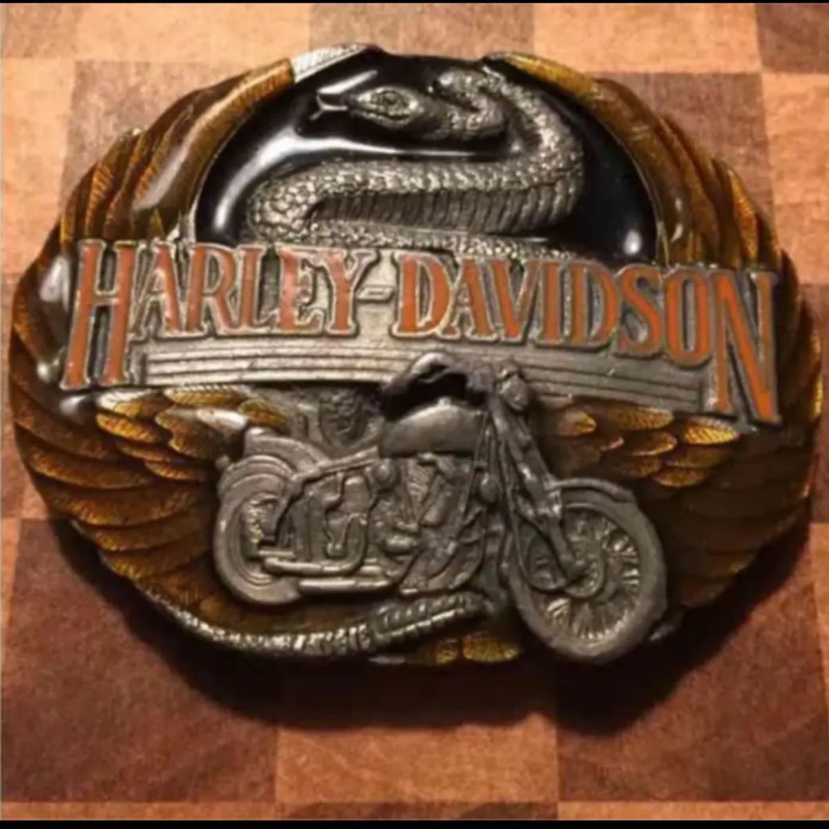 Harley Davidson Vintage Belt Buckle Eagle Snake Motorcycle Heavy Metal Japan