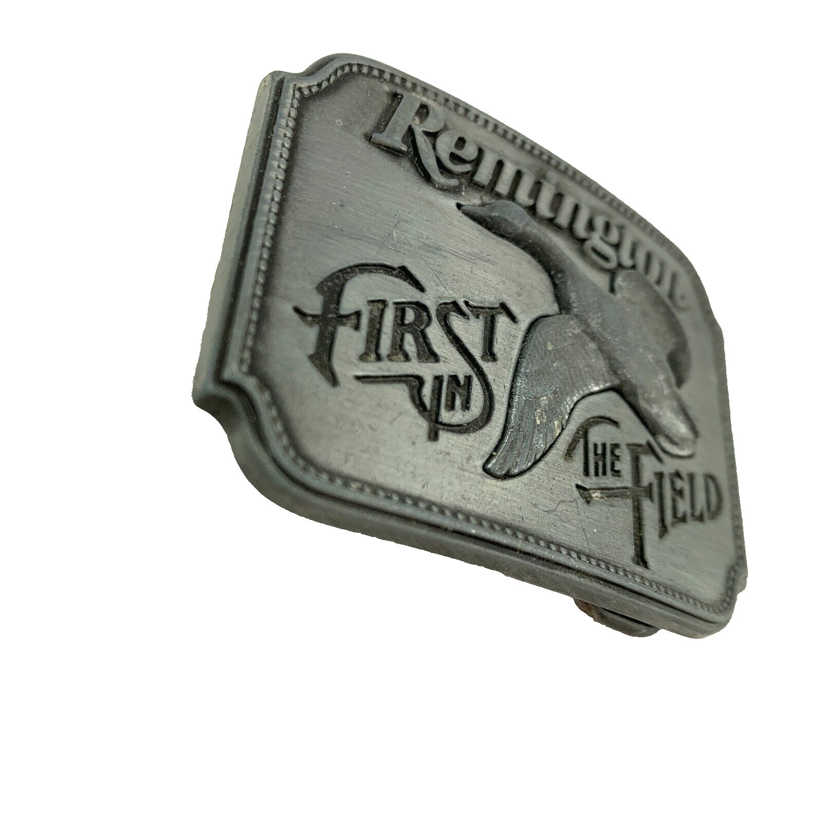 Vintage Remington Arms First In Field Canada Goose Metal Belt Buckle 1980 Small