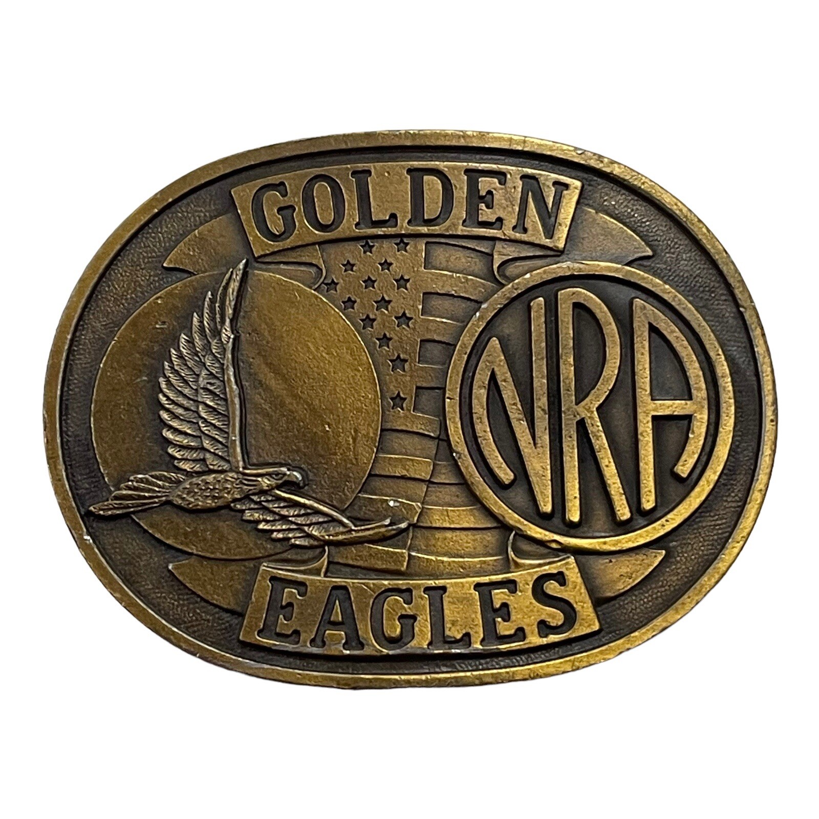 NRA Golden Eagles Oval Belt Buckle Flag Flying Eagle Moon