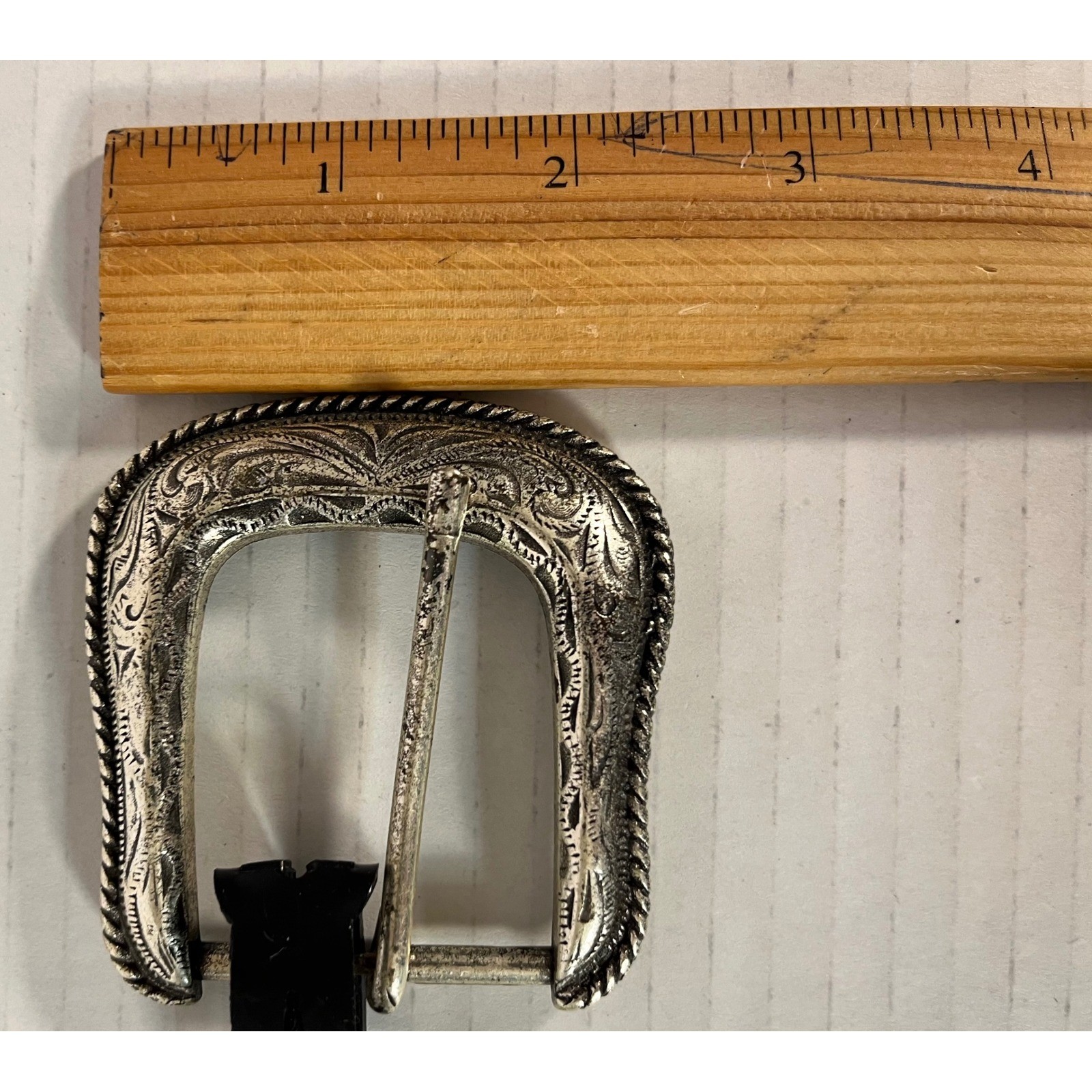 Unbranded Belt Buckle Unisex OS Silver Western Engraved Rope Edge