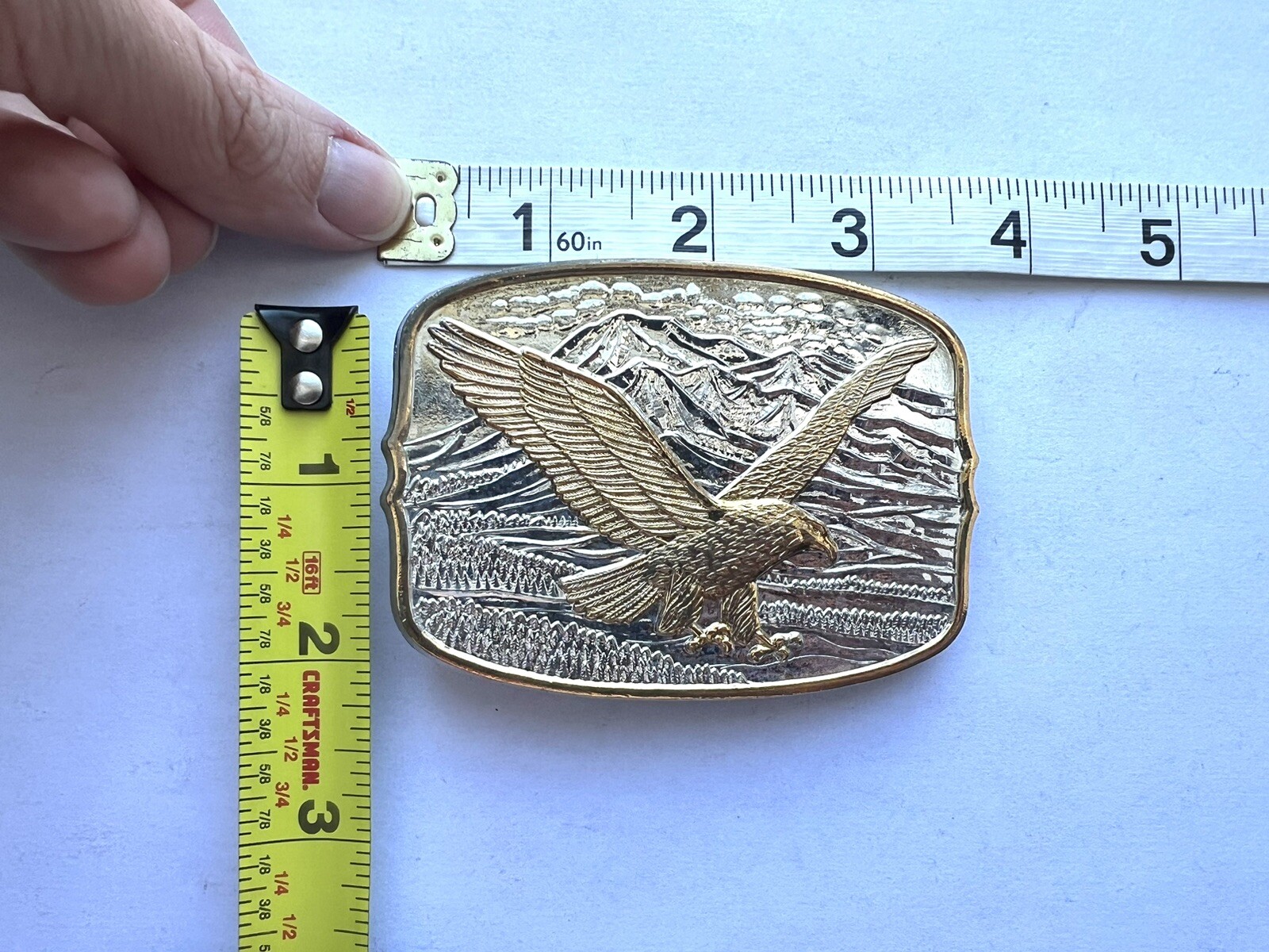 Classic Soaring EAGLE AMERICAN BELT BUCKLE Two Tone