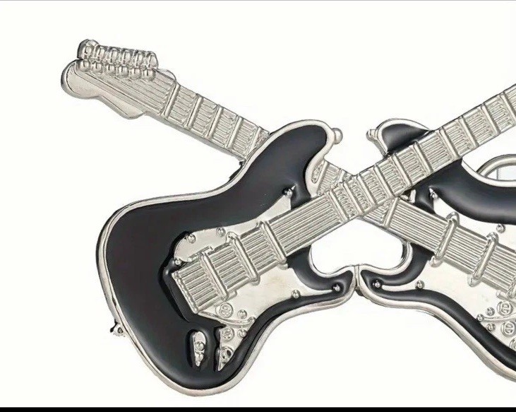 Crossed Guitars Country Rock & Roll Music Metal Fashion Belt Buckle