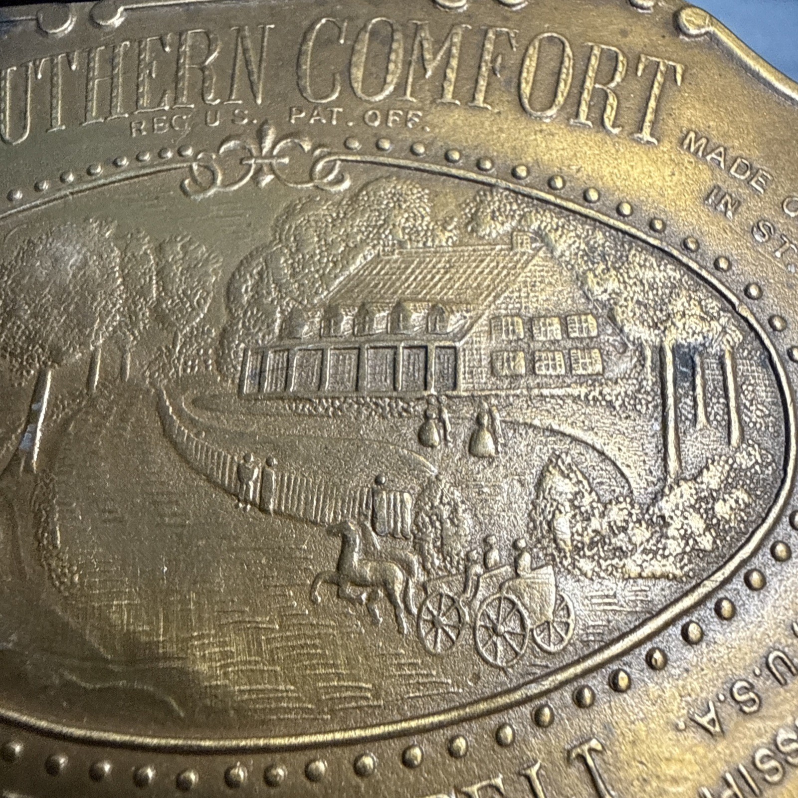 VTG Southern Comfort Vintage Belt Buckle Brass Metal Made In USA
