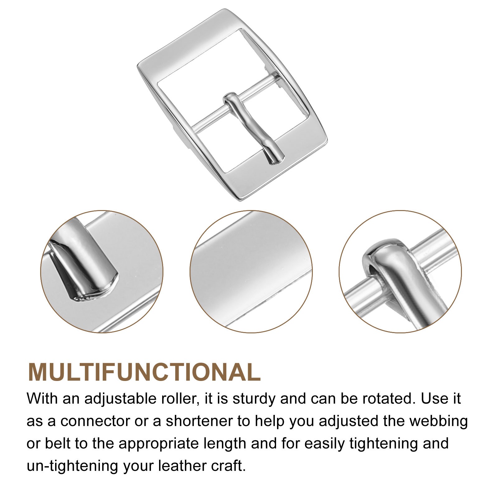 8Pcs Silver Center Bar Buckles for Leather Craft Accessories