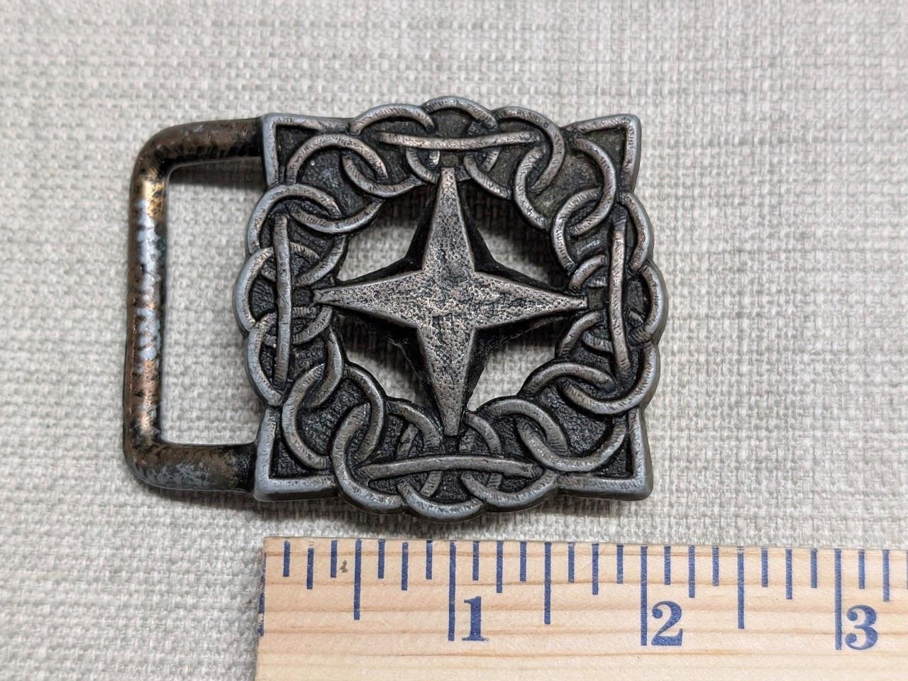 vintage 1970s handcrafted BRASS belt buckle BRUTALIST rustic BOHO hippie star