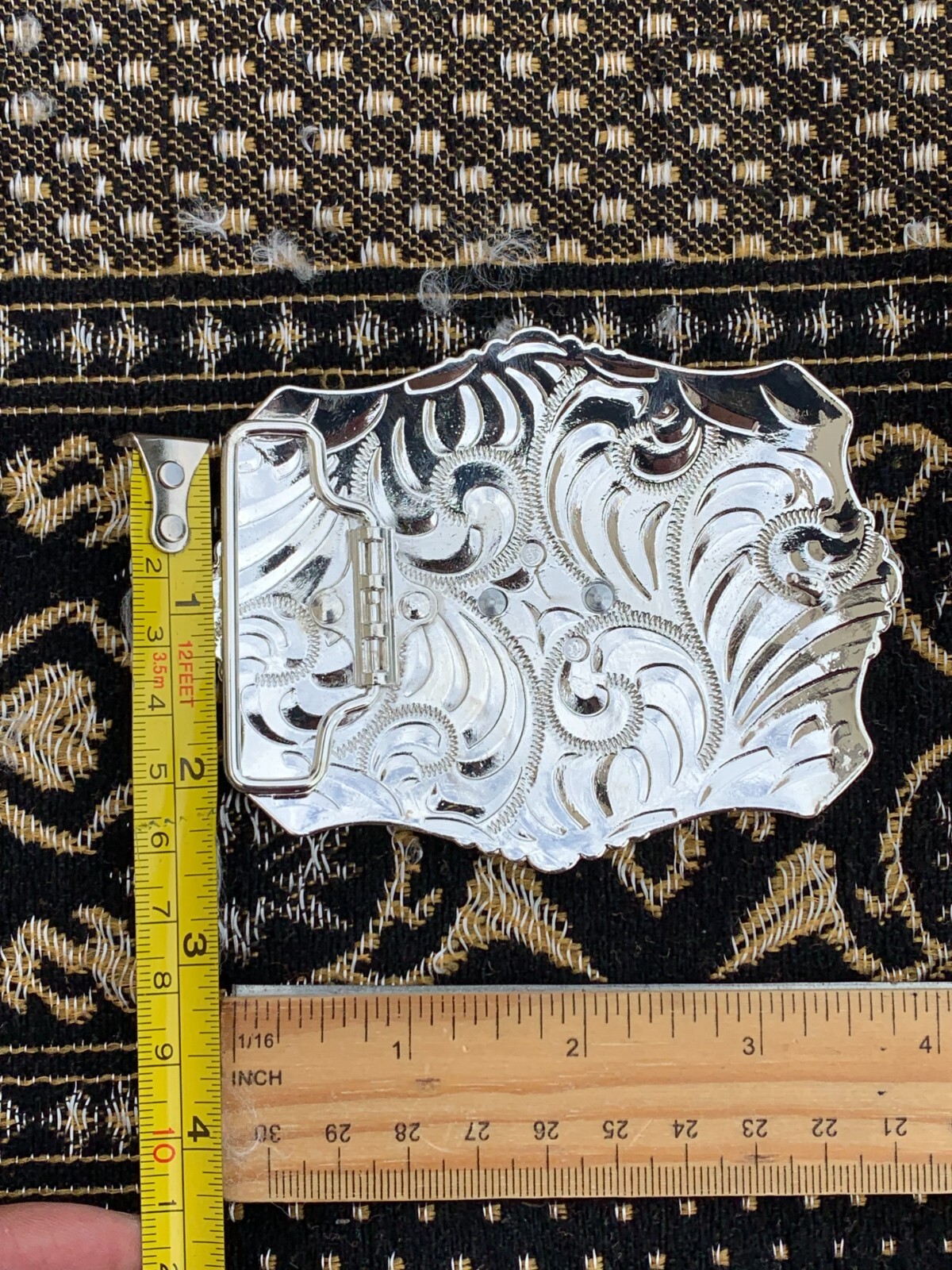 Western Buckle Gold Black Silver Roosters Cowboy 2 »Buckle Hebilla Vaquero Gallo