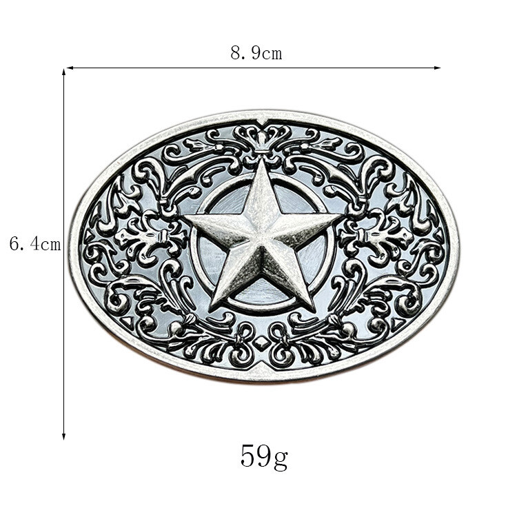 Zinc alloy belt buckle retro western cowboy five pointed star belt buckle