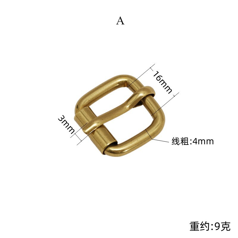5Pcs Roller Pin Buckle Brass Adjusting Buckle Belt Hardware Accessory Rectangle