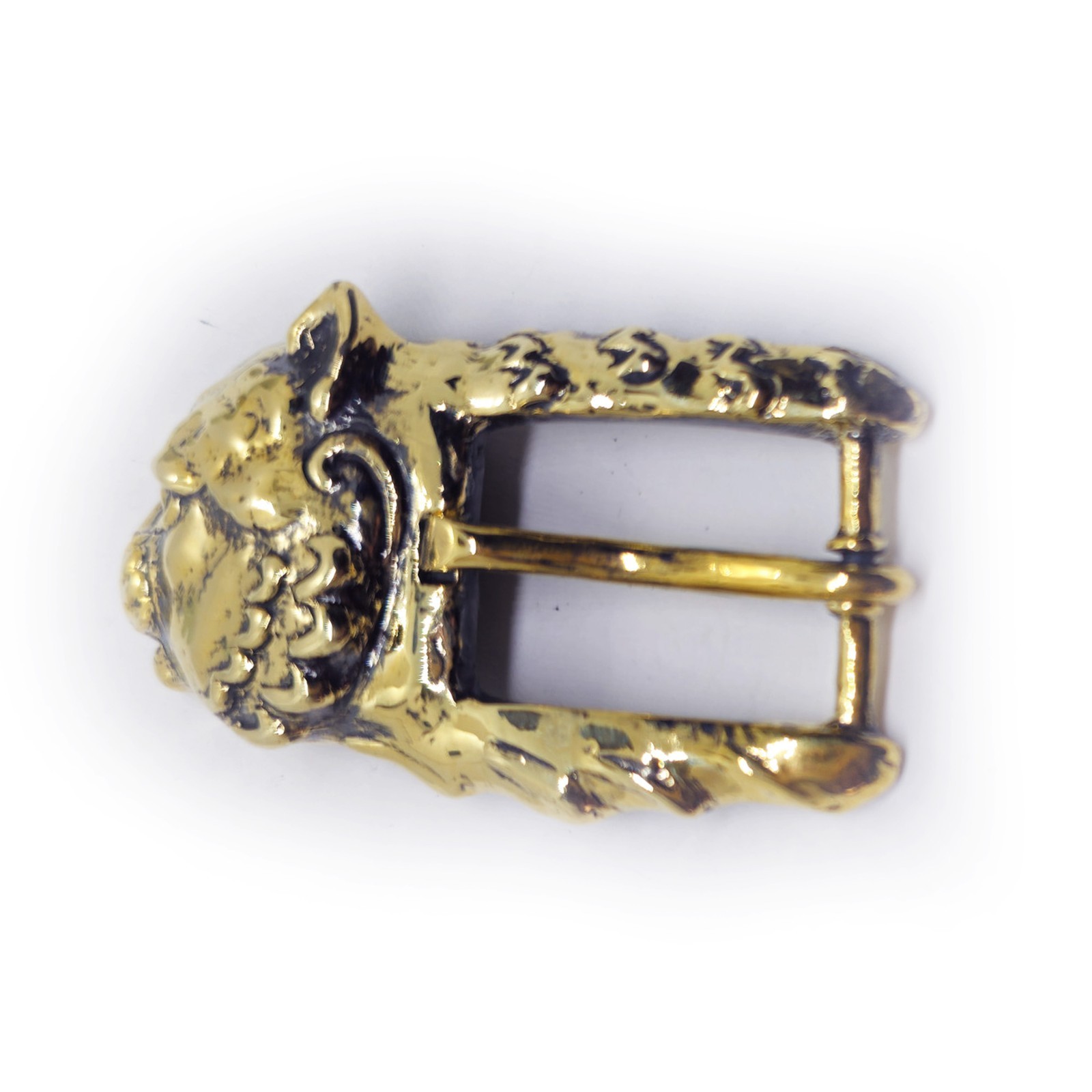 Cat Head Brass Belt Buckle