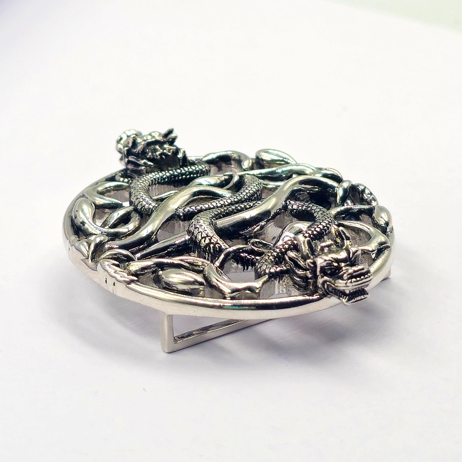 Stunning Vintage Dragon Design In 935 Argentium Silver Men&rsquo;s Biker Belt Buckle