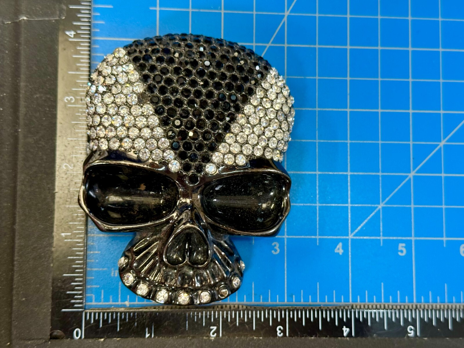 Skull Head Clear Bling Rhinestone Gothic Punk Figural Belt Buckle Missing Stone