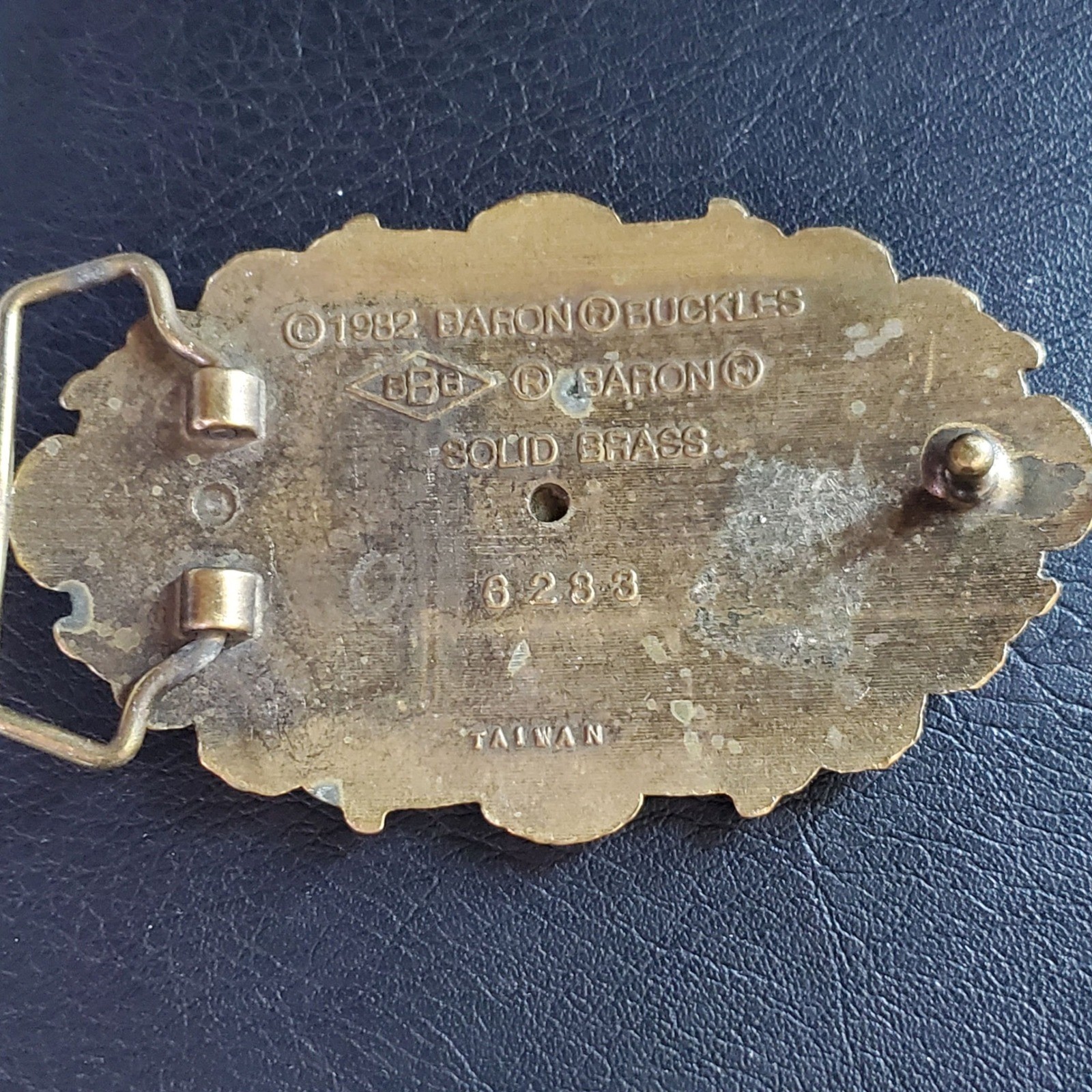 Vintage 1982 Baron Buckles Solid Brass Bull Head Belt Buckle Ornate Rancher
