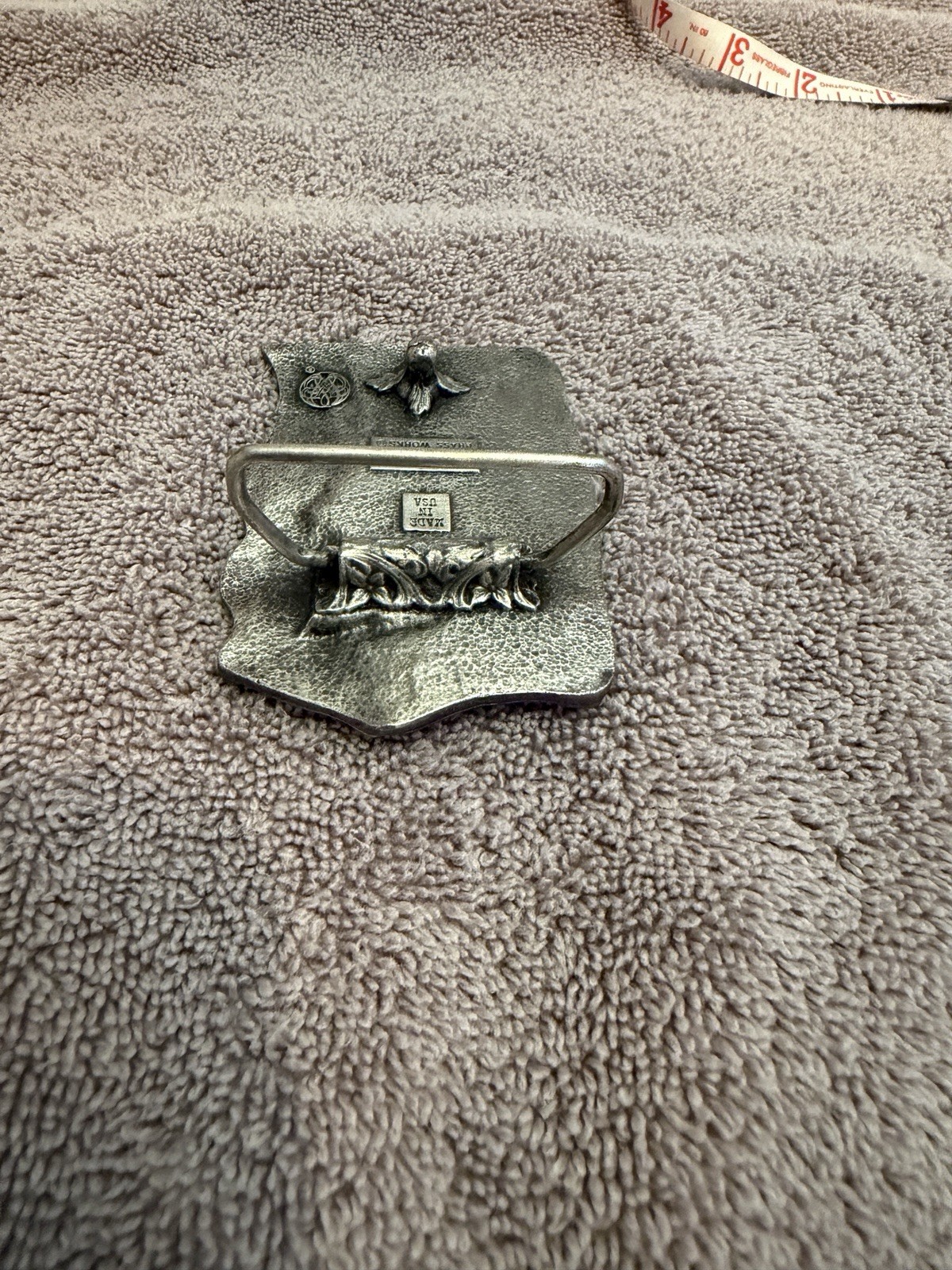 Vintage 1977 Bergamot Pewter Belt Buckle Geese Ducks Towner N Dakota Made In USA