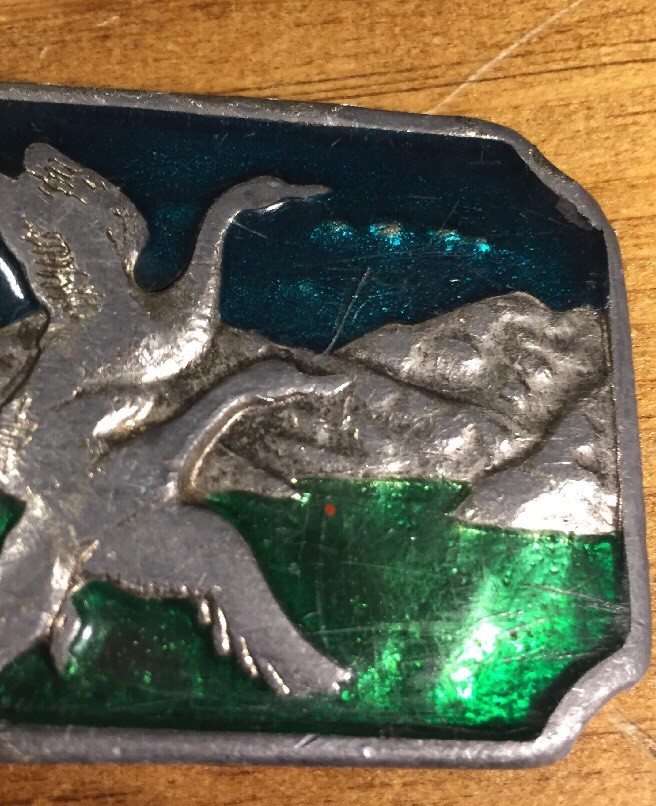 Flying Duck Design Silvertone Finish Belt Buckle