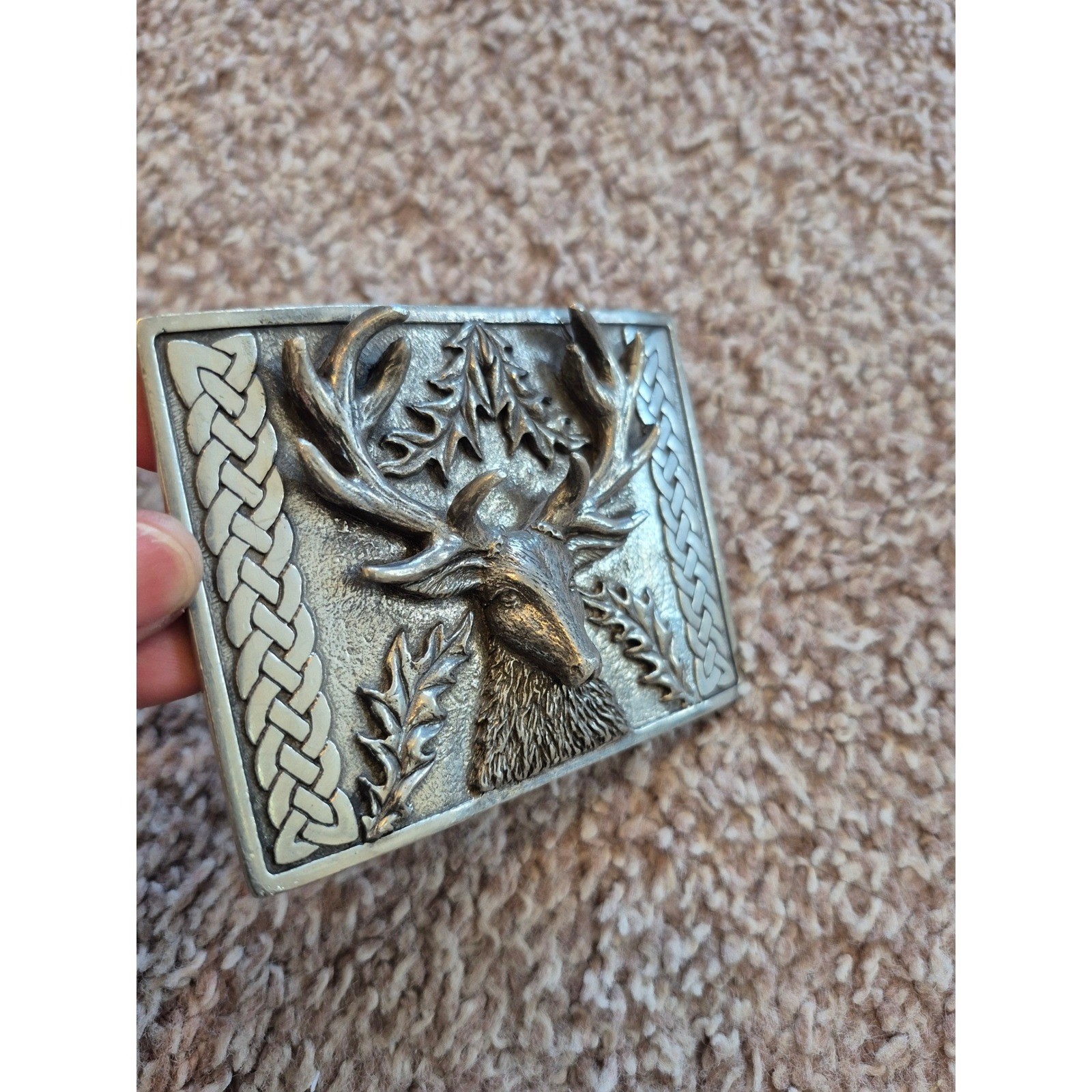 Dalman and Narborough 2009 Stag Head Belt Buckle Celtic Knot Pewter Tone Men&rsquo;s